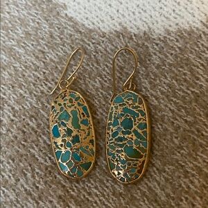 Elegant Gold and Turquoise Earrings